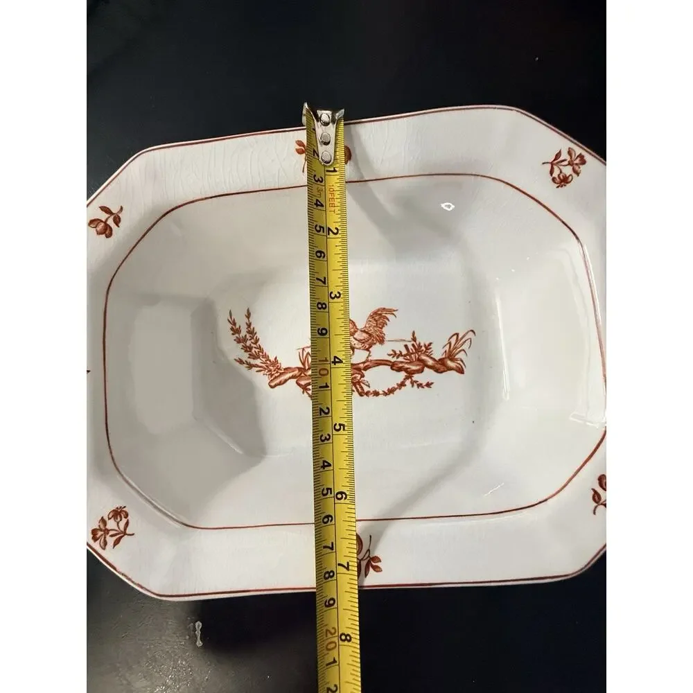 Wedgwood Chanticleer Brown Rooster Rectangular Vegetable Serving Bowl